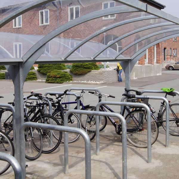 fietsparkeren fietsaanleunbeugel zonder tussenbuis fietsoverkapping