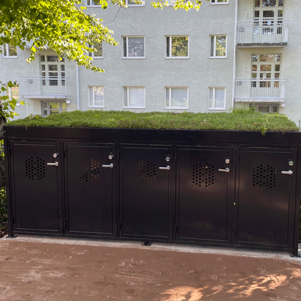 Falco Lok-Q pyöräkaapit asennettiin Helsinkiin Lauttasaaren kartanon piha-alueelle